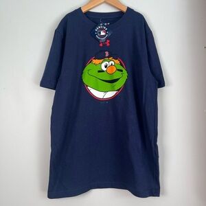 Under Armour Boston Red Sox Mascot  Blue Short Sleeve Tee Heatgear Loose Medium